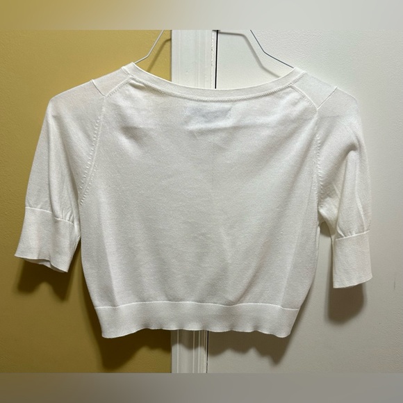 Old Navy Bundle of 2 Short Sleeve Crop V-Neck Button Cardigans:White & Brown(S) - Picture 6 of 9